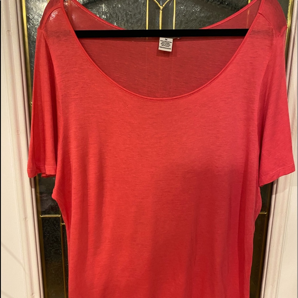 Pandemonium Pink 1x Women’s Blouse 50% Pima Cotton 50% Modal